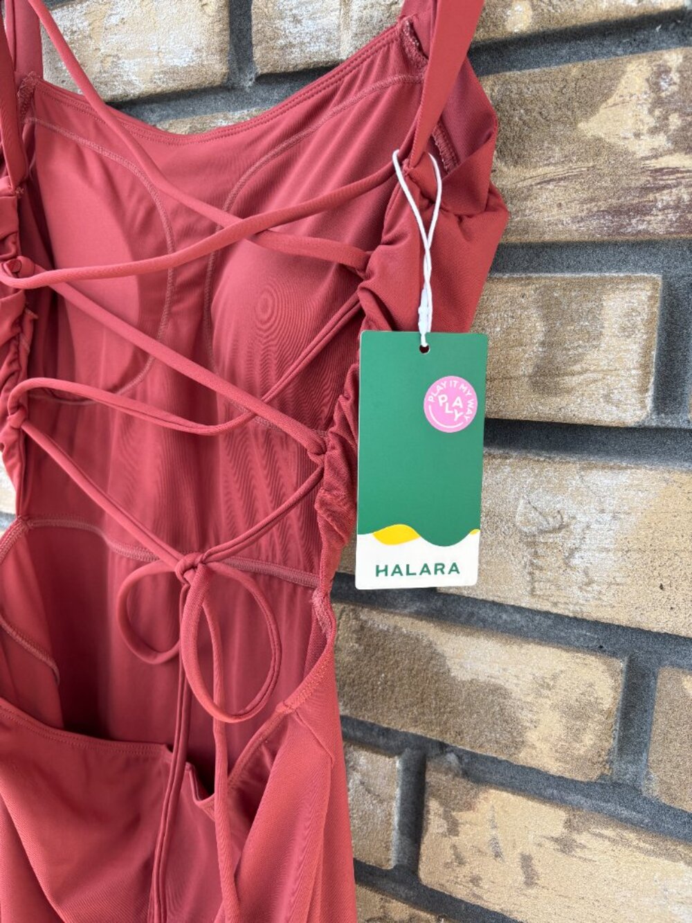 ☀️ Halara Ruched Lace Up Backless Split Bodycon Midi Dress M - Picture 7 of 9